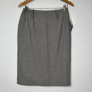 NWT ANNE KLEIN Houndstooth Stanhope Worsted Wool Pencil Midi Skirt Sz 8P‎